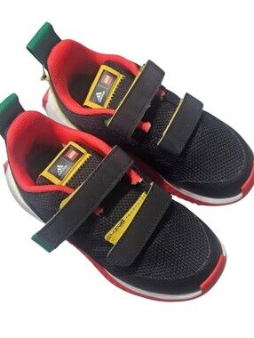 adidas Kids Black, Red & Yellow Strap Sneakers 10k New With Tags Y